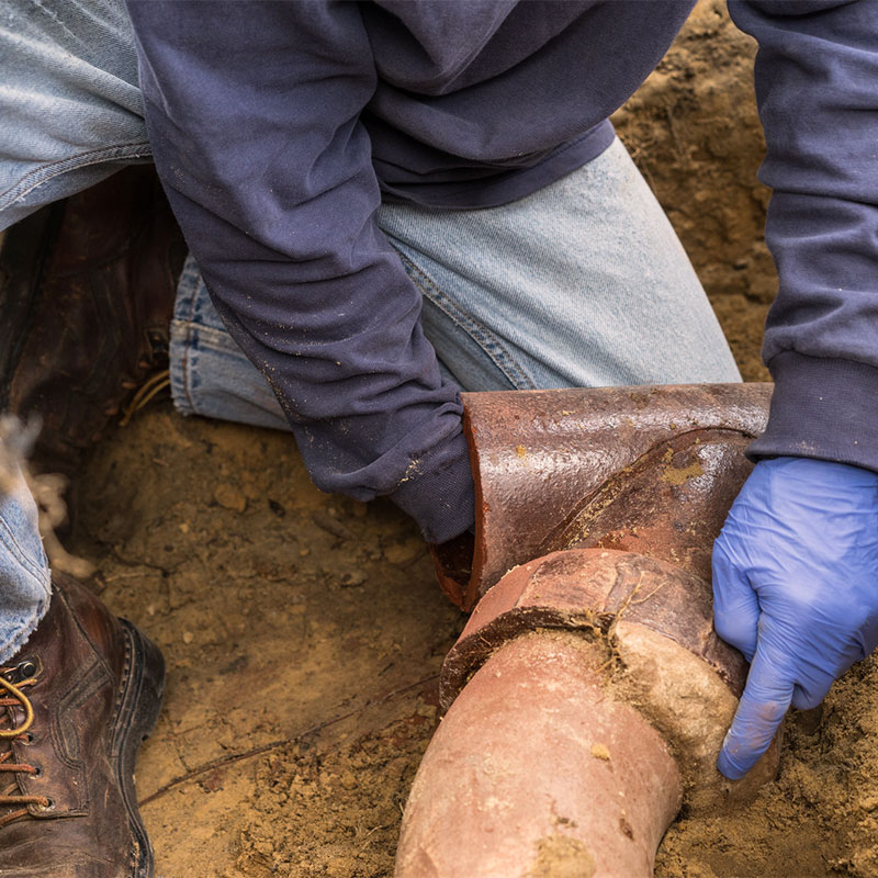 septic tank being repaired